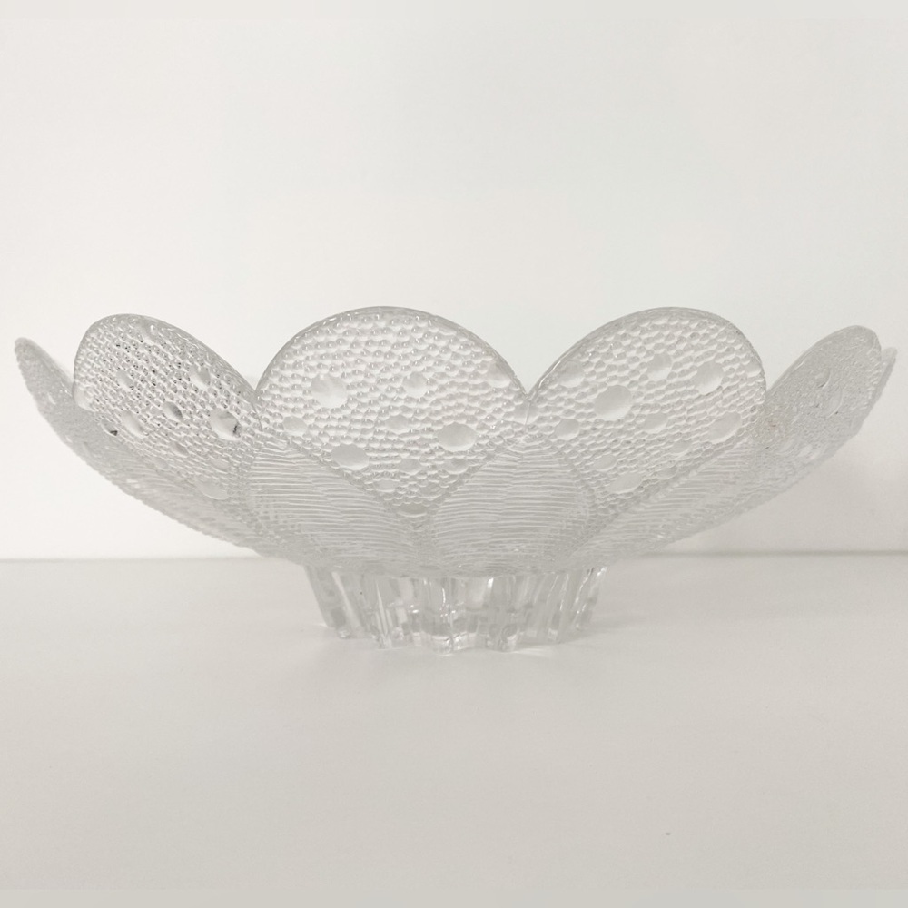 Vintage Lausitzer Germany Cristal Scalloped Bowl - 10.75” Diameter